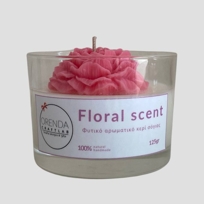 Floral Scent - Φυτικό αρωματικό κερί σόγιας 125γρ. σε διάφανο ποτήρι - Image 6