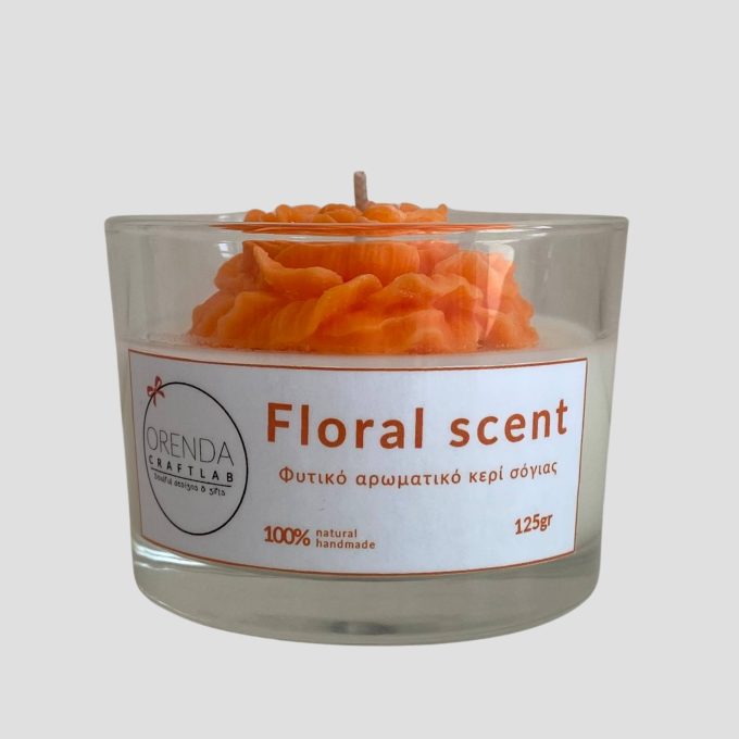 Floral Scent - Φυτικό αρωματικό κερί σόγιας 125γρ. σε διάφανο ποτήρι