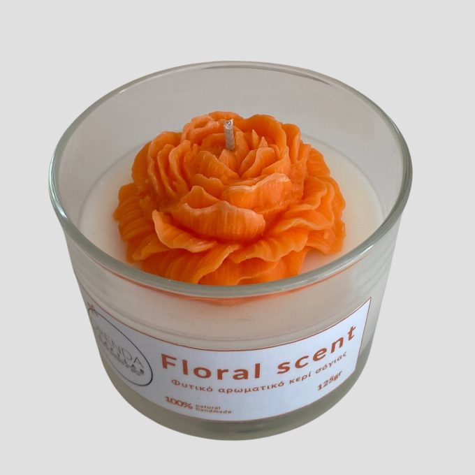 Floral Scent - Φυτικό αρωματικό κερί σόγιας 125γρ. σε διάφανο ποτήρι - Image 3