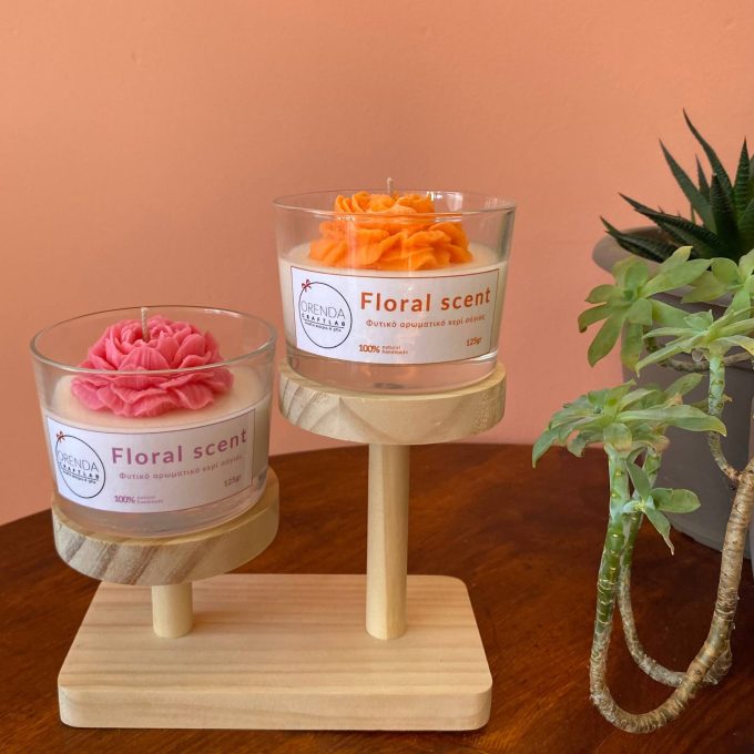 Floral Scent - Φυτικό αρωματικό κερί σόγιας 125γρ. σε διάφανο ποτήρι - Image 2